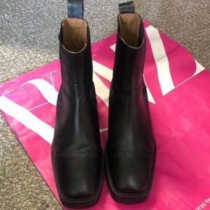 Zara leather square toe Chelsea boots